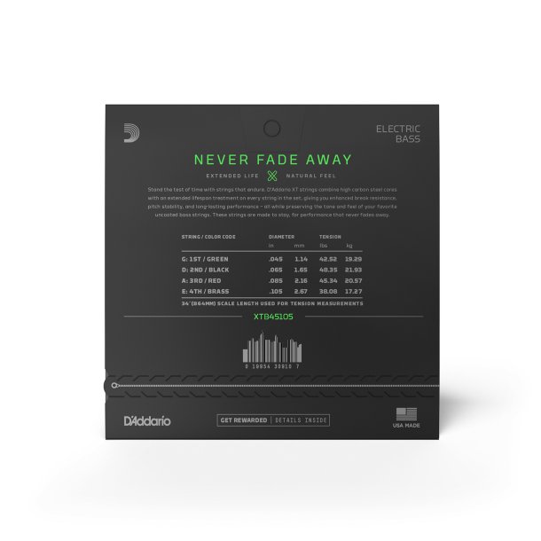 D'Addario XTB45100, Electric bass string set XT Coated 045�105 Long Scale